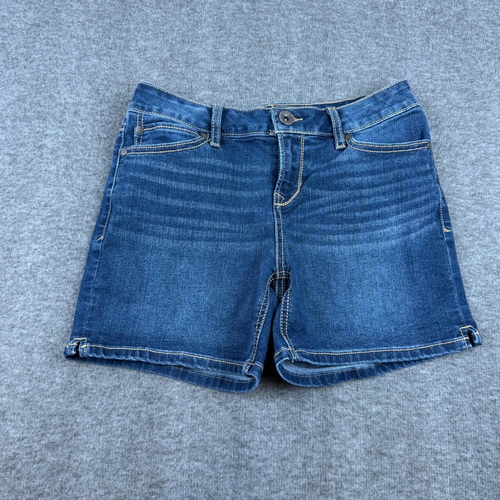 Natural Reflections Denim Shorts Womens Size 2 Blue Comfort Stretch Mid Rise